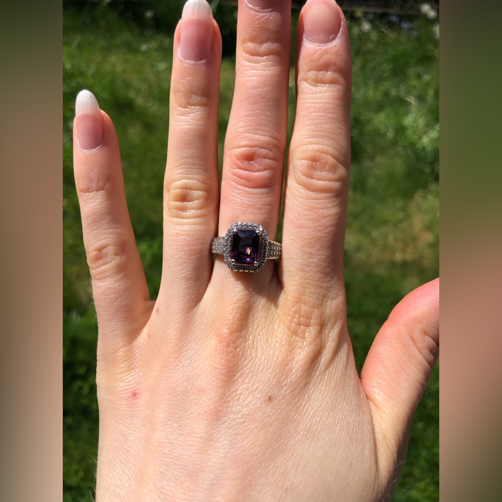 Sterling silver ring with lab created diamonds